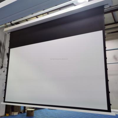 China Telon Manufacturer Supply Hided Electric Ceiling Mounted Tag Voltage Electric Motorized Projection Screen For Sale 100 120 150 inch for sale