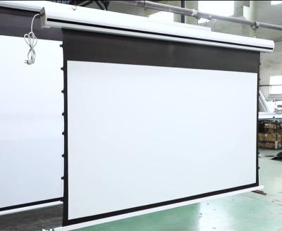 China New 120 Inch Motorized Electric Voltage Tag Projector Screen Home Theater Electric Voltage Projector Screen for sale