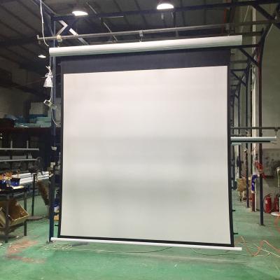 China Wall Mounted Large Size Electric Motorized Projector Screen 100 120 200 300 500 Inch Tab Tension Remote Control Projection Screen for sale