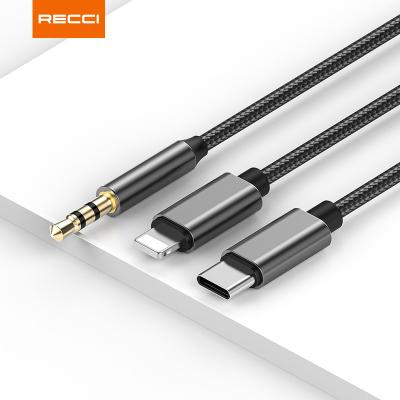 China 3.5mm to 3.5mm/Type-C/Lightning Video Recci C Audio Cable 3.5mm to 3.5mm to 3.5mm Earphone Jack Adapter Audio Cables for Lightning iPhone for sale