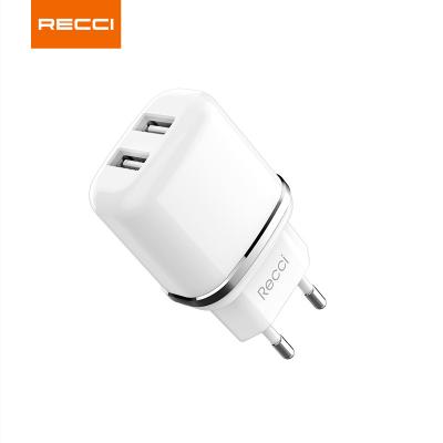 China Recci EU Plug 5V2.4A High Quality High Speed ​​Portable Travel Charger Wall Charger USB Home Dual Port Adapter For iPhone Mobile Phone for sale