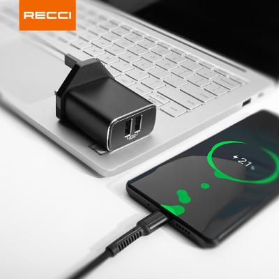 China Universal Recci Dual USB High Speed ​​New Product For iPhone Type C 3.1A Plug Aluminum Alloy Home Charger UK High Speed ​​Micro Wall Charger for sale