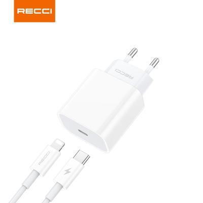 China Recci PD 20W 3.0 Super Fast Charging Type C Outlet EU Plug Home Charger Wall Charger Travel Adapter For Cell Phone Tablet for sale