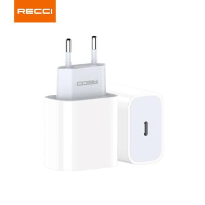 China High Speed ​​Hot Selling Simple Type C Recci PD Port Fast Charging EU Plug High Speed ​​Wall Charger Home Quick Charger For Smart Phone for sale