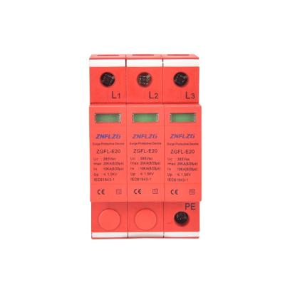 China voltage 385V 40KA SPD electrical surge protector 3 phase lightning surge protector ZGFL- E20 for sale