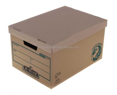 China Recycled Materials Brown Cardboard Archive Storage Box With Lid for sale