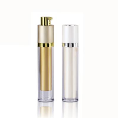 China Cosmetic Plastic Serum Bottles 15ml Gold Round And White Twist Lock Packaging Single Bottle Skin Care Cream Eye Face Serum Bottle for sale