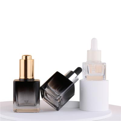 China Customized Exquisite Empty New Design Personal Care 50ml 30ml 15ml Square Empty Essential Oil Bottles for sale