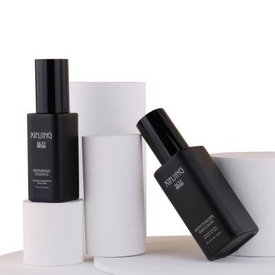 China 30ml 40ml personal care foundation serum bb cream glass spray logo customized black cosmetic bottle with silk screen printing for sale