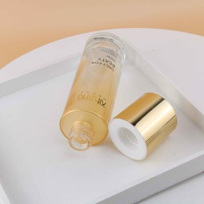 China Personal Care Jar Gold Lid Glass Cosmetic Bottles With Cap 100ml 120ml Empty Serum Plastic Screw Cap Luxury Liquid Skin Care Bottle for sale