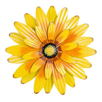 China Modern Custom Design Wall Hanging Floral Art Wall Decoration Metal Garden Style Wall Hanging Nordic Home Decor New Yellow Flowers for sale