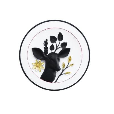 China European Minimalist Creative Minimalist Home Decor Resin Framed Art Craft Deer Circular Wall Hanging Home Decorations for sale