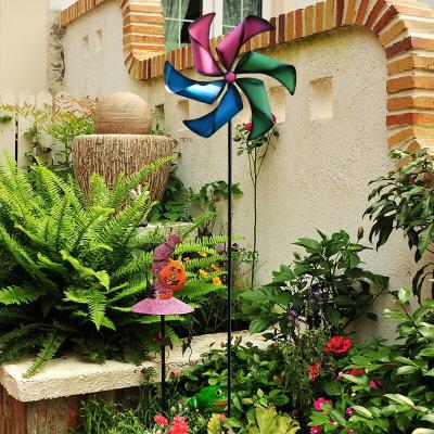 China Decorative Contemporary Metal Wind Spinner Garden Stake European Large Garden Decor Wind Spinner Unique Outdoor for sale