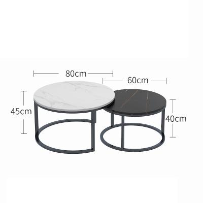 China Living room coffee table indoor combination (size) of custom-made luxury marble round coffee table adjustable for sale