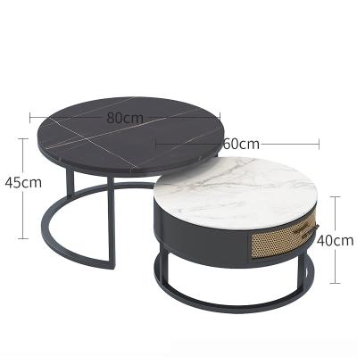 China Creative combination of round (height) marble coffee table modern simple adjustable living room small family for sale