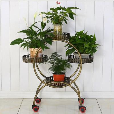 China Modern Small Succulent Planter Pot Holder Stand 3 Tier Flower Pot Rack With Wheel For Living Room for sale