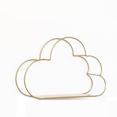 China Hot Selling Nordic Easy White Cloud Wall Hanging Decorative Creative Metal Cloud Shelf Floating Multifunctional Decoration Frames for sale