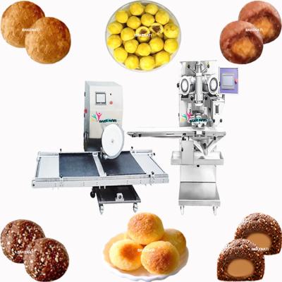 China Automatic Date Ball Protein Energy Biscuit Maker Nastar Food Industry Rounder Encrusting Rounder Coating Making Line for sale