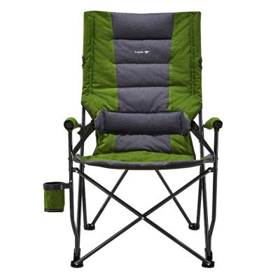 China Contemporary Foldable Outdoor Furniture Padded Backrest Camping Armchair With Cup Holders Garden Lounge Chair for sale