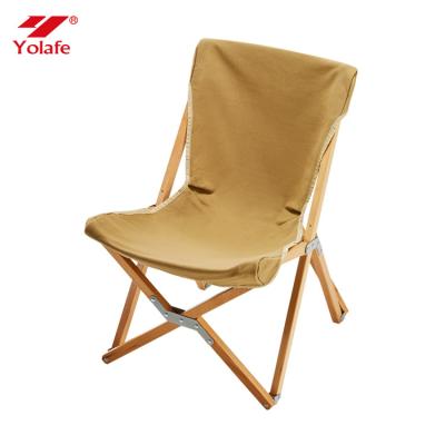 China Contemporary Outdoor Folding Camping Chair Canvas Fabric Beech Wood Lightweight Beach Chair for sale