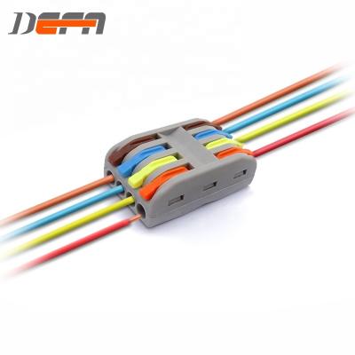 China Replace Strip Two Sides Quadruple Colored Lever-Nuts DF-2-4 4 Pin Conductor 4 Lines Into 4 Line Wire Connector For Solid And Wire Wires for sale