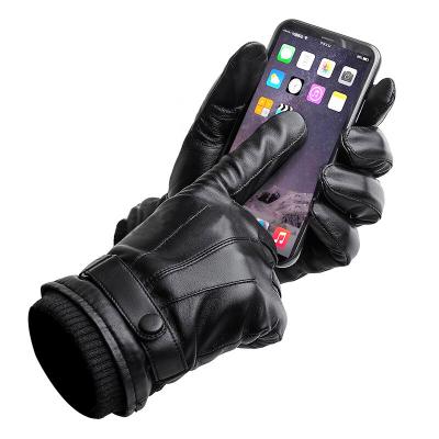 China BSCI Simple Manufacturer Custom Winter Men Classic Touch Screen Sheepskin Leather Gloves for sale