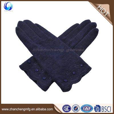 China Very soft and warm hot sale bule woolen gloves winter women fashion ladies gloves for sale