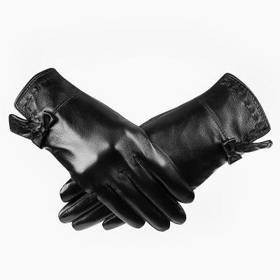 China Hot Sale Winter Touch Screen Ladies Wool Lined Leather Gloves Wholesale Fashion Leather Gloves Hand Leather Gloves For Touch Screen for sale