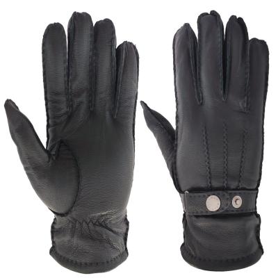 China Fashion Best Selling High Quality Winter Men Goat Skin Imitate Deerskin Pattern Leather Gloves In Stock for sale