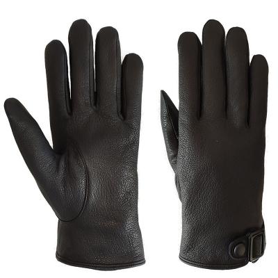 China Wholesale Single Pattern Thermal Boys Deerskin Winter Genuine Leather Gloves for sale