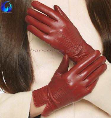 China Factory Cheap Custom High Quality Winter Goatskin Leather Hand Touch Gloves for sale