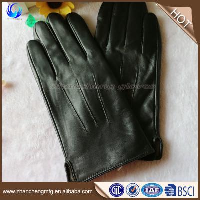 China Super soft and warm high quality men's goatskin genuine leather gloves with 3 straight deaws on the back leather gloves importers for sale