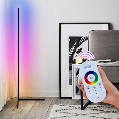 China Modern Aluminum Running Color Changing Dimmable Minimalist Remote Indoor Tripod Decor Modern Corner Standing Light Led RGB Floor Lamp for sale