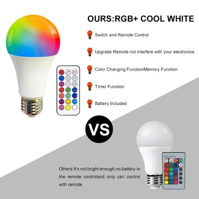 China Dimmable LED Remote Control Adjustable Light Bulb With Color Changing LED Light Bulb RGB Remote Control Bulb for sale