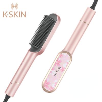 China KSKIN KD380A Portable Ionic Hair Brush PTC Heater Massage Comb Hair Straightening Exquisite Salon Brush Nondisposable With Quick Hair Shaping for sale