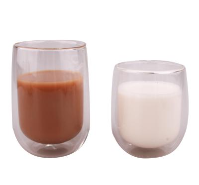 China Hot Sale 335ml 460ml Microwavable High Borosilicate Double Wall Glass Coffee Mug for sale