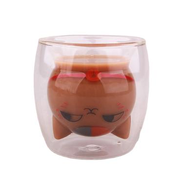 China Hot Sale 225ml Microwavable Cat Shape High Borosilicate Double Wall Glass Coffee Mug for sale