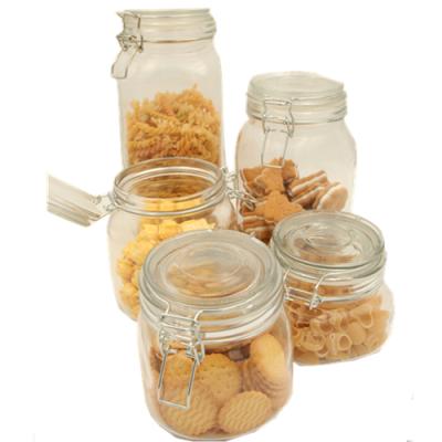 China New top airtight glass jar storage canister hotsale good quality viable glass clip food container for sale