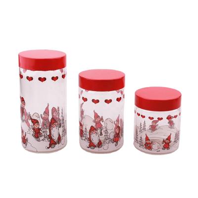 China Hot New CLASSIC New Metal Lid Christmas High Borosilicate Glass Storage Jars Food Container for sale