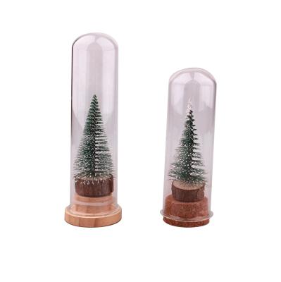 China Wholesale Freshness Preservation Borosilicate Glass Tube Bottle Vase Spice Storage Jar Cork Top And Lid Food Containers Wooden Decoration for sale