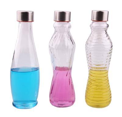 China Freshness Preservation Popular Metal Lid 500ml Water Bottle Storage Jar Clear Glass Food Container for sale