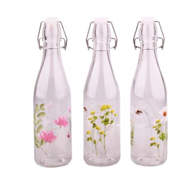 China Sustainable 500ml Travel Water Bottle Glass Jars With Decal For Beverage Drink Machine Made for sale