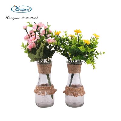 China China Factory Eco Friendly Spice Storage Round Glass Vase With Hemp Rope for sale