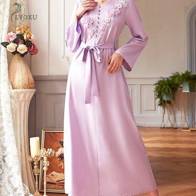 China Polyester Middle East Fashion Simple Floral Pattern Loose Sash Islamic Kaftan Moroccan for sale