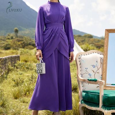 China Dubai Sewing Polyester Middle East Stand Collar Long Sleeve Loose Abayas One Line for sale