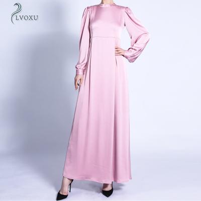 China Breathable Balloon Sleeve Crew Neckline A Line High Waist US Indian British Turkey Indonesia Muslim Women Dress for sale