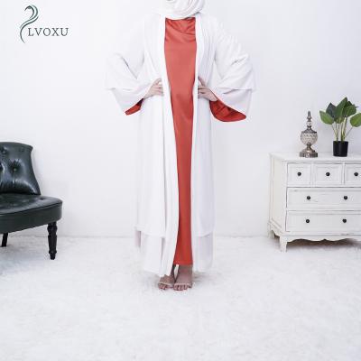 China Other New Arrival 187# Solid Color Muslim Abaya Dubai Fashion Women Muslim Cardigan Modest Clothing Double Chiffon for sale