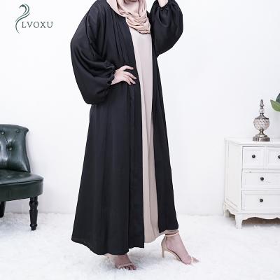 China Other New Arrival 176# Simple Abayas Dress Plain Hijab Elastic Cuff With Side Pockets Open Simple Abaya Style For Ladies for sale