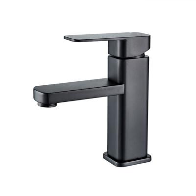 China Other Factory 304 Stainless Black Square Bathroom Waterfall Basin Mixer Tap Brass Faucet for sale