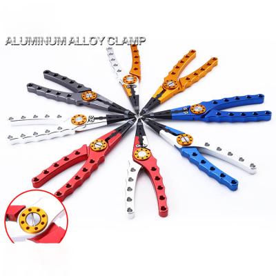 China Aluminum Line Multi-funtion Tooth Fishing Pliers Scissor Hook Remover Fish Holder Cutter for sale